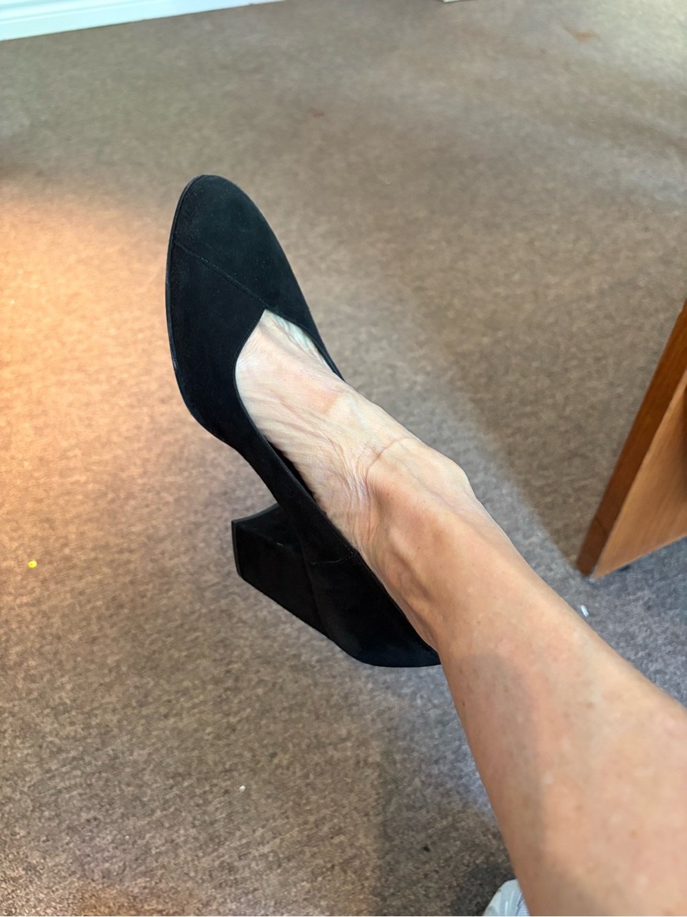 Robert Clergerie Black Suede Block Heel Pumps